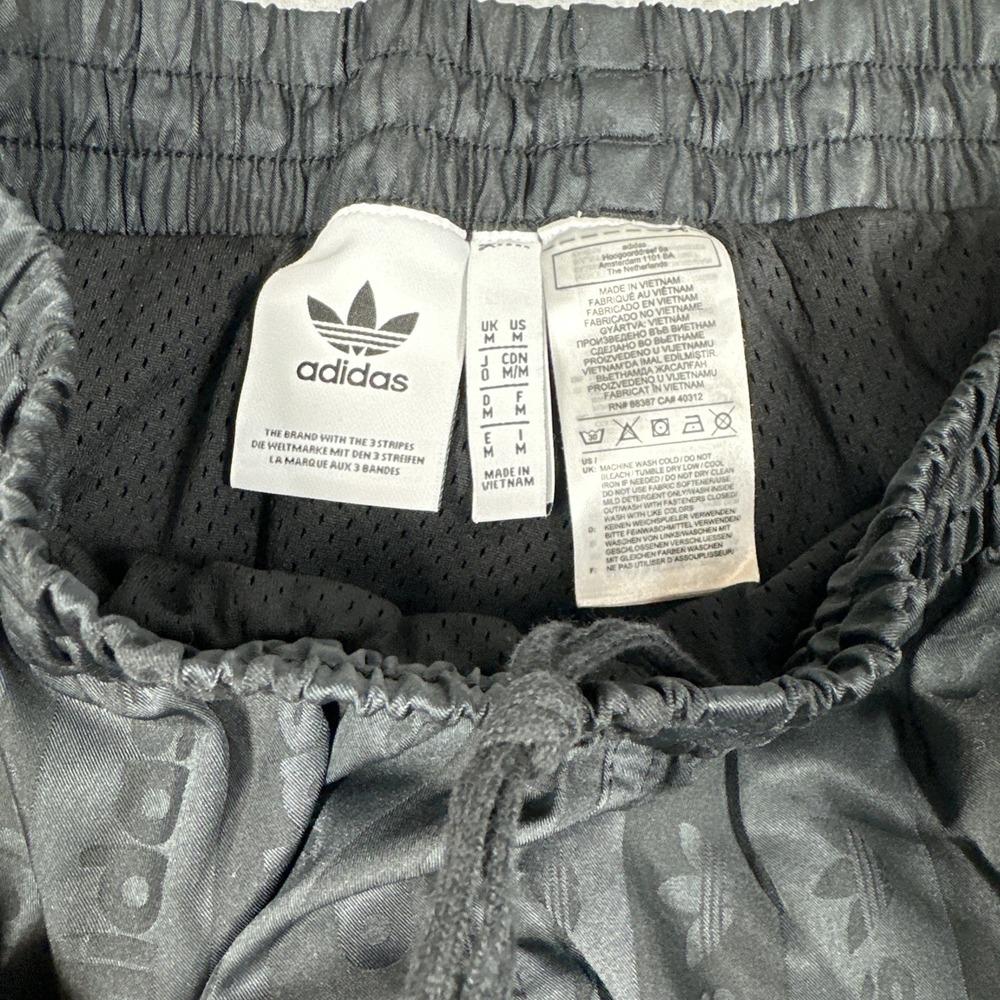 Adidas Track Jacket & Pants Men's Medium Black Logo‎ All Over Print Hooded Lined - Picture 12 of 16
